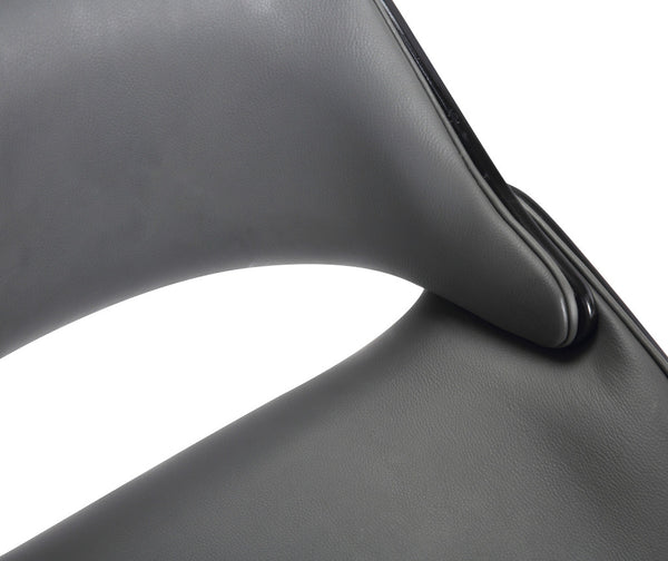 Homeroots 26" Gray And Black Faux Leather And Iron Swivel Low Back Counter Height Bar Chair   477165