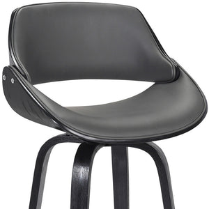 Homeroots 26" Gray And Black Faux Leather And Iron Swivel Low Back Counter Height Bar Chair   477165
