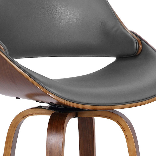 Homeroots 26" Gray And Brown Faux Leather And Iron Swivel Low Back Counter Height Bar Chair   477167