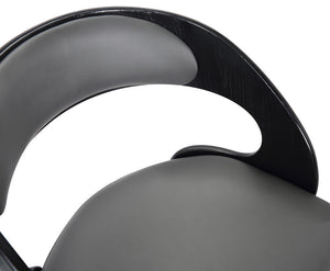 Homeroots 26" Gray And Black Faux Leather And Iron Swivel Low Back Counter Height Bar Chair   477169