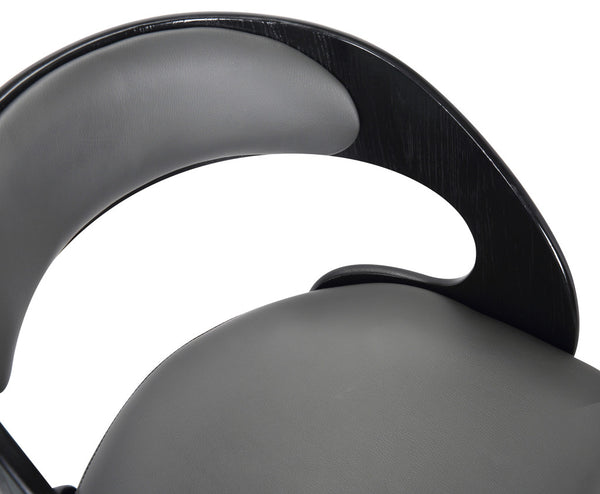 Homeroots 26" Gray And Black Faux Leather And Iron Swivel Low Back Counter Height Bar Chair   477169