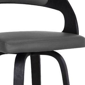Homeroots 26" Gray And Black Faux Leather And Iron Swivel Low Back Counter Height Bar Chair   477169