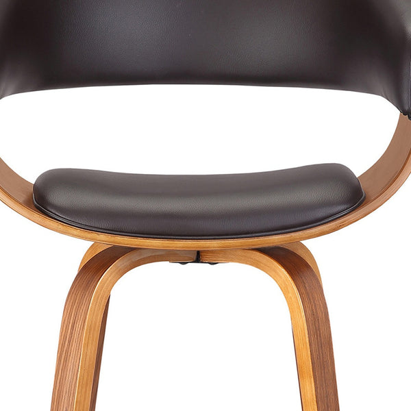 Homeroots 27" Brown Faux Leather And Iron Swivel Low Back Counter Height Bar Chair   477171