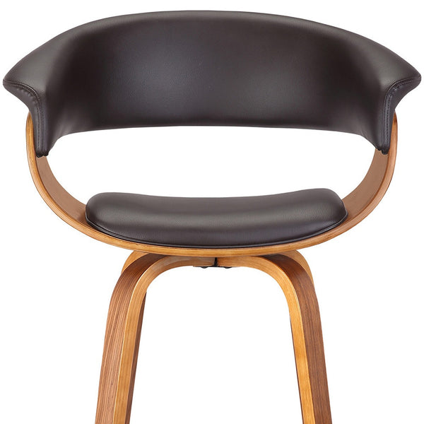 Homeroots 27" Brown Faux Leather And Iron Swivel Low Back Counter Height Bar Chair   477171