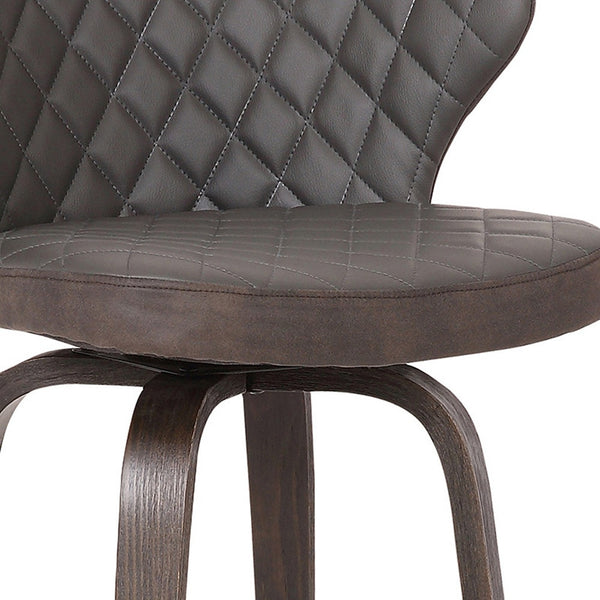 Homeroots 26" Brown Faux Leather And Iron Swivel Low Back Counter Height Bar Chair   477175