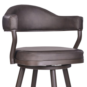 HomeRoots 30" Vintage-Inspired Brown Faux Leather Swivel Bar Chair with Durable Iron Base for Comfort & Style 477184