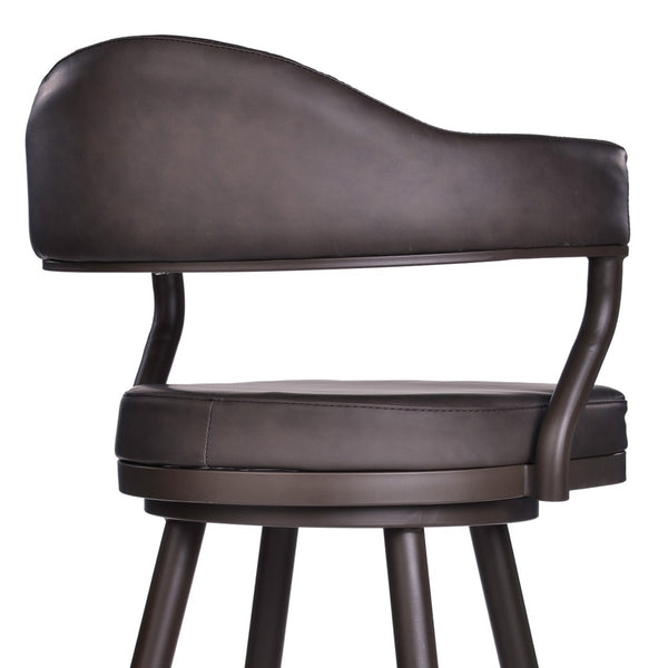 HomeRoots 30" Vintage-Inspired Brown Faux Leather Swivel Bar Chair with Durable Iron Base for Comfort & Style 477184