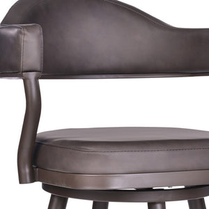 HomeRoots 30" Vintage-Inspired Brown Faux Leather Swivel Bar Chair with Durable Iron Base for Comfort & Style 477184