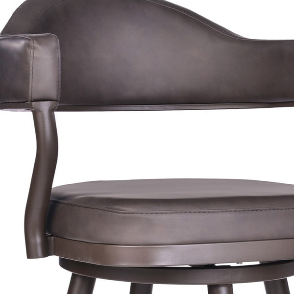 HomeRoots 30" Vintage-Inspired Brown Faux Leather Swivel Bar Chair with Durable Iron Base for Comfort & Style 477184