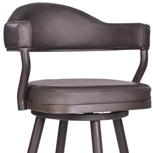 HomeRoots 30" Vintage-Inspired Brown Faux Leather Swivel Bar Chair with Durable Iron Base for Comfort & Style 477184