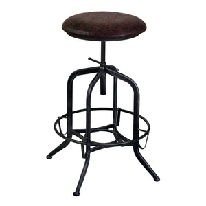 Homeroots 24" Brown And Gray Iron Backless Adjustable Height Bar Chair   477186