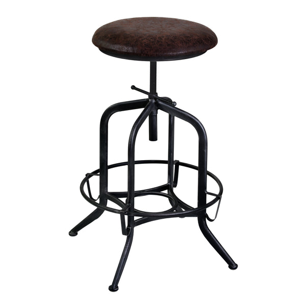 Homeroots 24" Brown And Gray Iron Backless Adjustable Height Bar Chair   477186