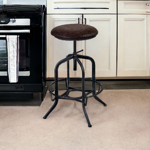 Homeroots 24" Brown And Gray Iron Backless Adjustable Height Bar Chair   477186