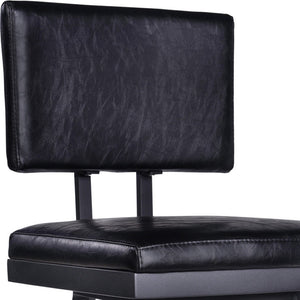 HomeRoots 26" Black Iron Swivel Bar Chair - Vintage Faux Leather Comfort for Modern & Industrial Spaces 477188