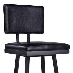 HomeRoots 26" Black Iron Swivel Bar Chair - Vintage Faux Leather Comfort for Modern & Industrial Spaces 477188