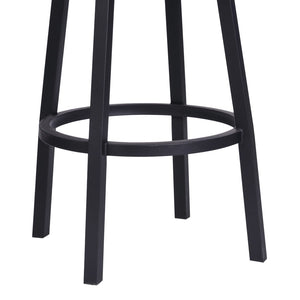 HomeRoots 26" Black Iron Swivel Bar Chair - Vintage Faux Leather Comfort for Modern & Industrial Spaces 477188