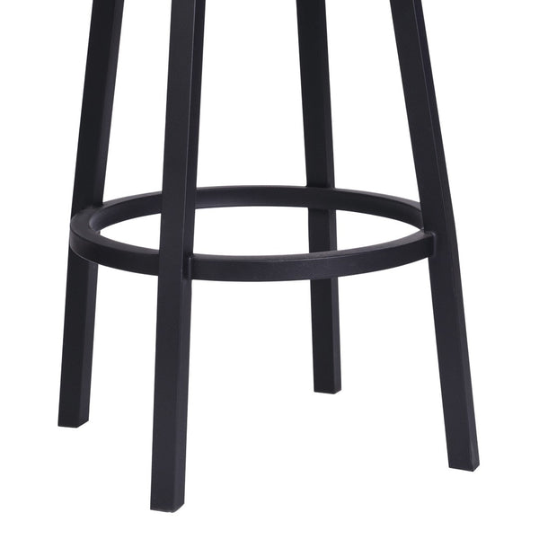 HomeRoots 26" Black Iron Swivel Bar Chair - Vintage Faux Leather Comfort for Modern & Industrial Spaces 477188