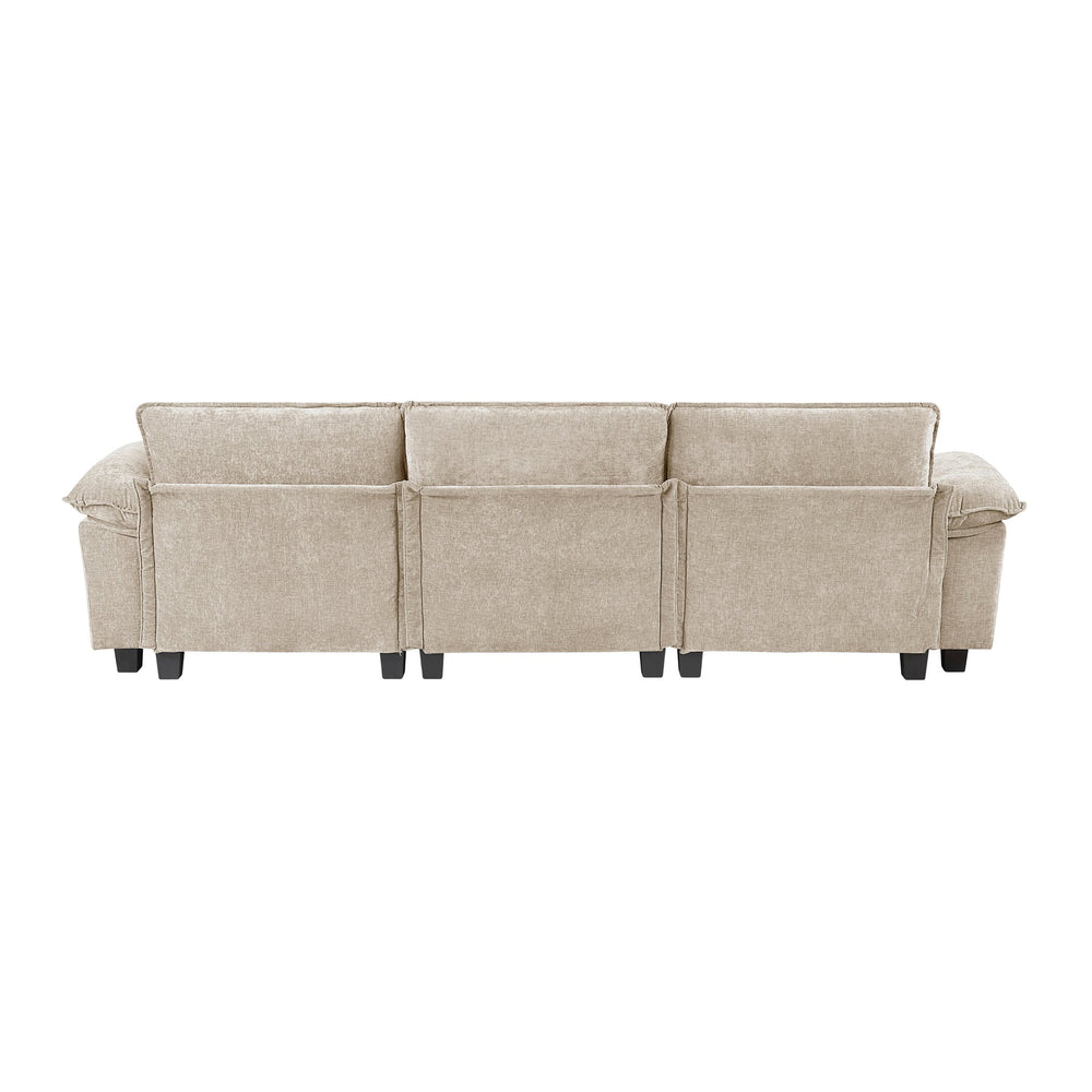English Elm Modern Sofa Plush Chenille Comfort with High-Density Foam & Pocket Coils, Reversible Cushions, Durable Frame taupe 34.5 L x 29 W x 8.5 H B011S01806