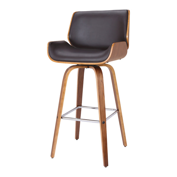 Homeroots 26" Brown Solid Wood Swivel Low Back Counter Height Bar Chair   477190