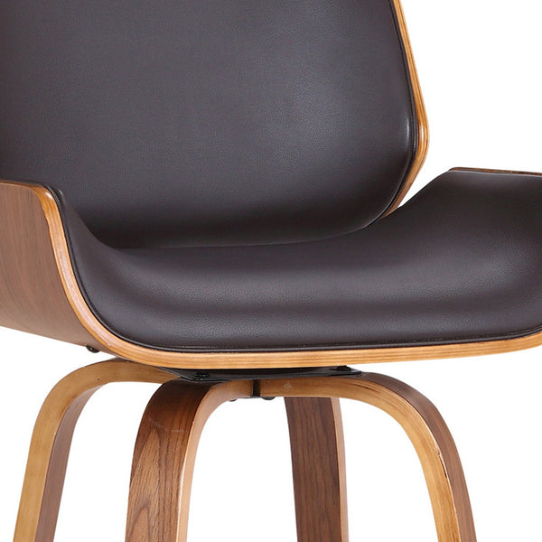 Homeroots 26" Brown Solid Wood Swivel Low Back Counter Height Bar Chair   477190