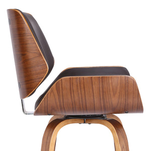 Homeroots 30" Brown Solid Wood Swivel Low Back Bar Height Bar Chair   477191