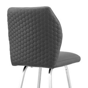 Homeroots 26" Gray And Silver Faux Leather And Iron Counter Height Bar Chair   477192