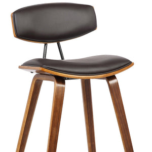 Homeroots 26" Brown Solid Wood Low Back Counter Height Bar Chair   477193