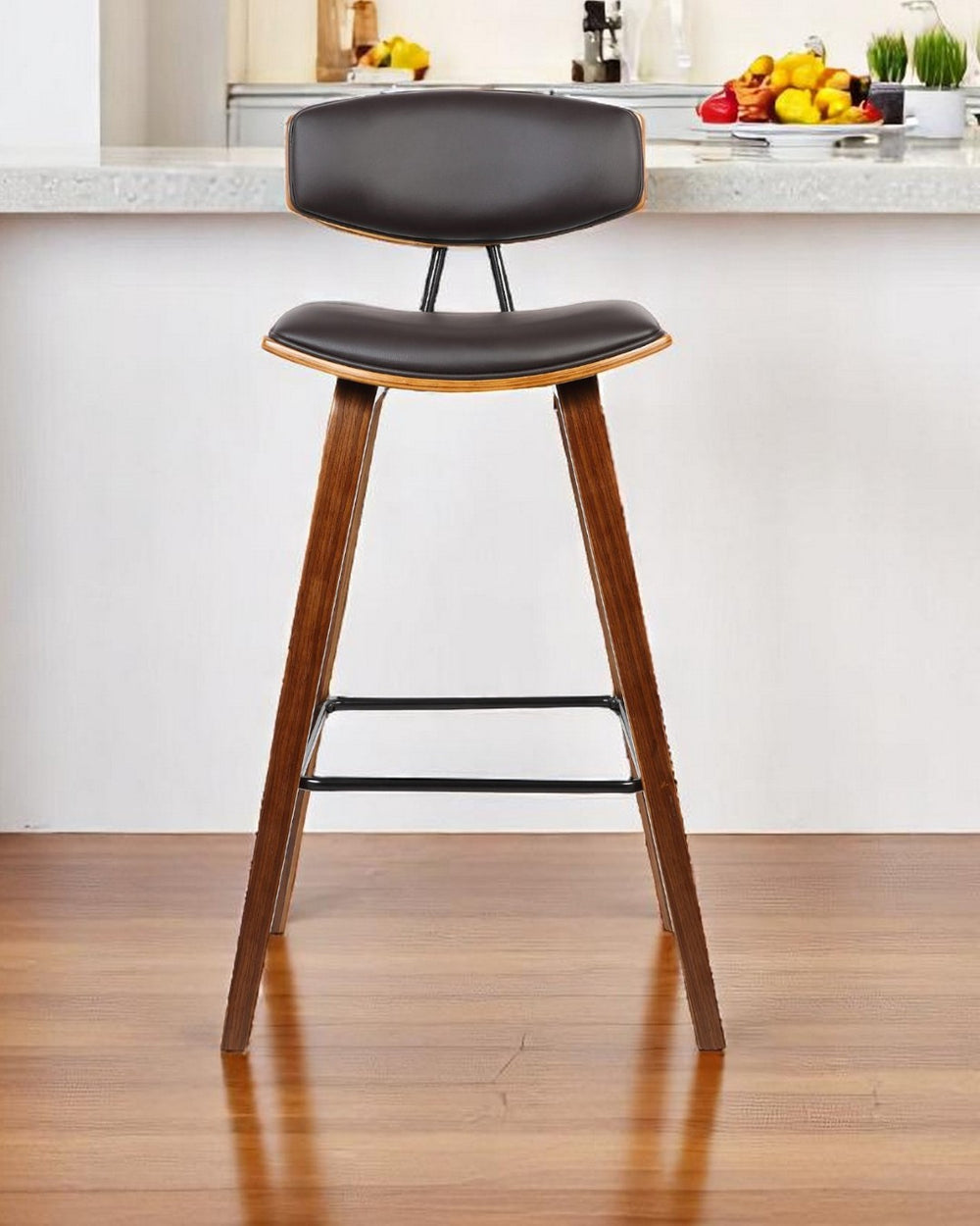 HomeRoots 26" Brown Solid Wood Low Back Counter Height Bar Chair – Stylish, Comfortable Seating for Any Space 477193