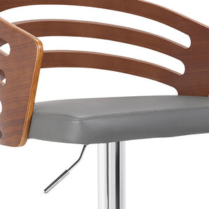 Homeroots 25" Gray And Silver Iron Swivel Low Back Adjustable Height Bar Chair   477195