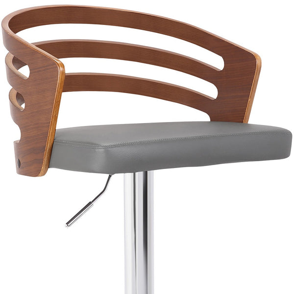 Homeroots 25" Gray And Silver Iron Swivel Low Back Adjustable Height Bar Chair   477195