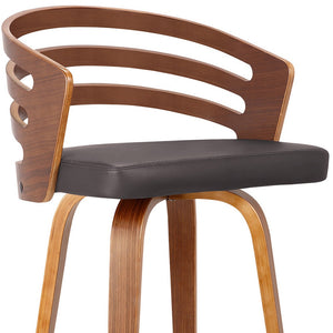 Homeroots 26" Brown Iron Swivel Low Back Counter Height Bar Chair   477196