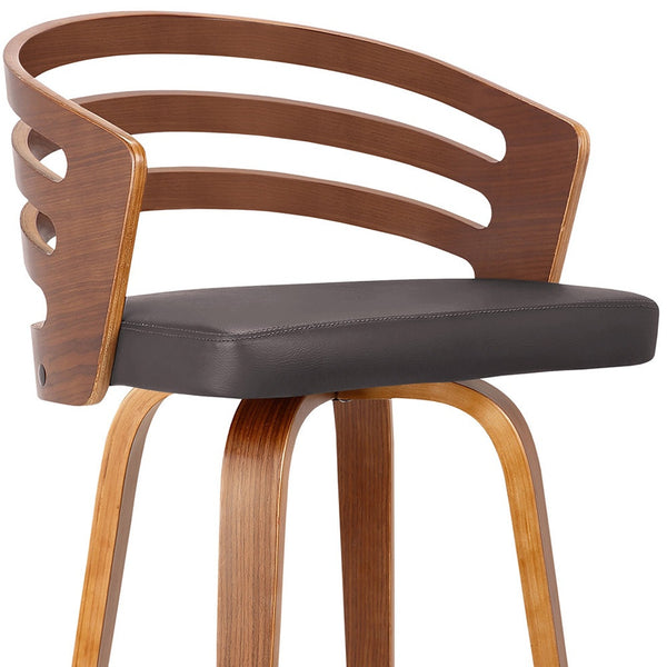 Homeroots 26" Brown Iron Swivel Low Back Counter Height Bar Chair   477196