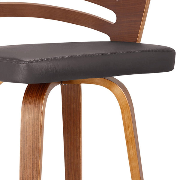 Homeroots 30" Brown Iron Swivel Low Back Bar Height Bar Chair   477197