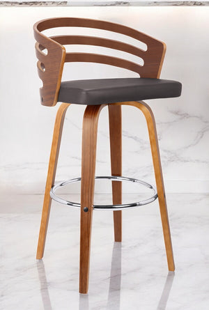 Homeroots 30" Brown Iron Swivel Low Back Bar Height Bar Chair   477197