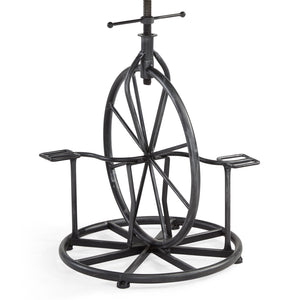 Homeroots 26" Brown And Gray Upholstered Iron Swivel Backless Adjustable Height Bar Chair   477198