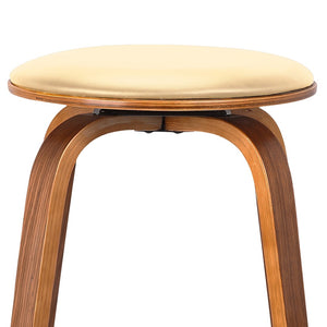 HomeRoots 25" Cream And Brown Swivel Backless Counter Stool - Retro Style, 360° Movement, Ideal for Modern Spaces 477199