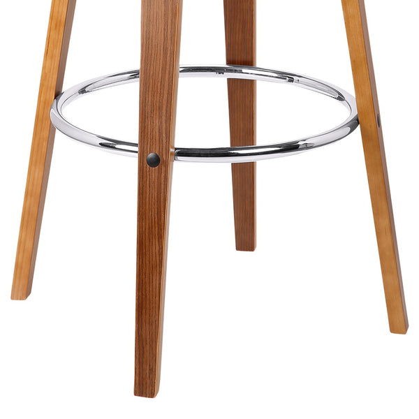 HomeRoots 25" Cream And Brown Swivel Backless Counter Stool - Retro Style, 360° Movement, Ideal for Modern Spaces 477199