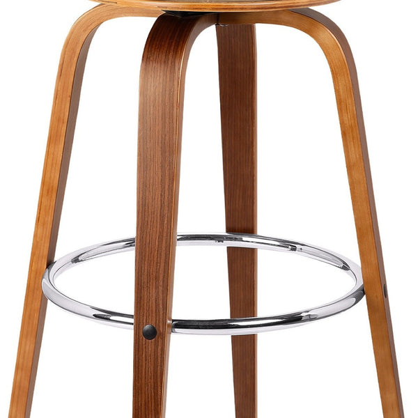 HomeRoots 25" Cream And Brown Swivel Backless Counter Stool - Retro Style, 360° Movement, Ideal for Modern Spaces 477199