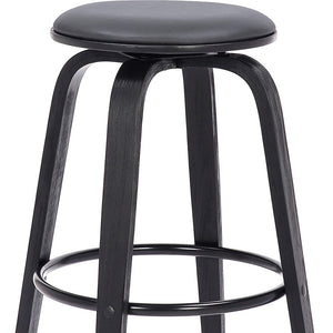 Homeroots 29" Gray And Black Solid Wood Swivel Backless Bar Height Bar Chair   477200
