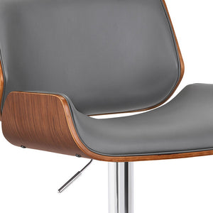 Homeroots 24" Gray And Silver Iron Swivel Low Back Adjustable Height Bar Chair   477202