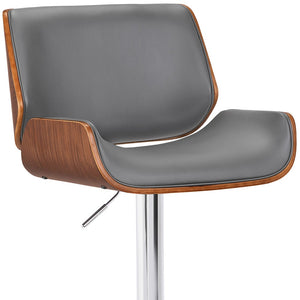 Homeroots 24" Gray And Silver Iron Swivel Low Back Adjustable Height Bar Chair   477202