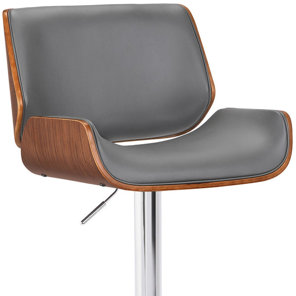 Homeroots 24" Gray And Silver Iron Swivel Low Back Adjustable Height Bar Chair   477202