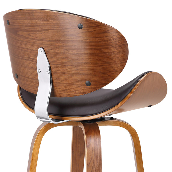 Homeroots 26" Brown Faux Leather And Iron Swivel Low Back Counter Height Bar Chair   477204