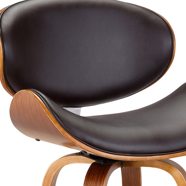 Homeroots 26" Brown Faux Leather And Iron Swivel Low Back Counter Height Bar Chair   477204