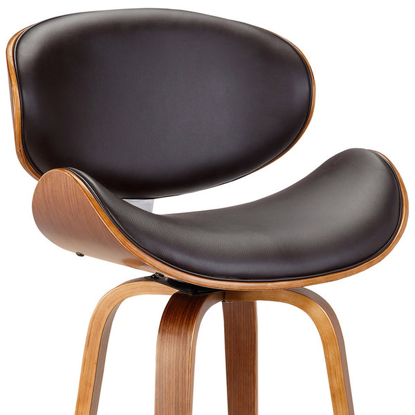 Homeroots 26" Brown Faux Leather And Iron Swivel Low Back Counter Height Bar Chair   477204