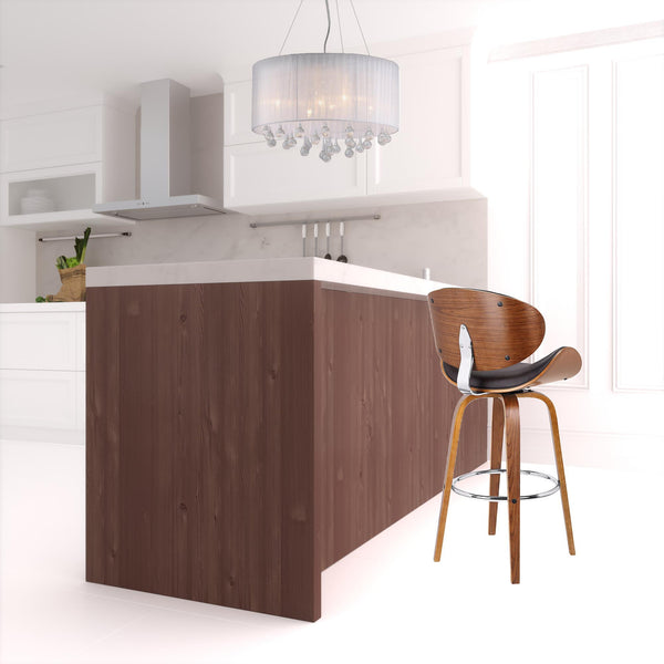 Homeroots 26" Brown Faux Leather And Iron Swivel Low Back Counter Height Bar Chair   477204