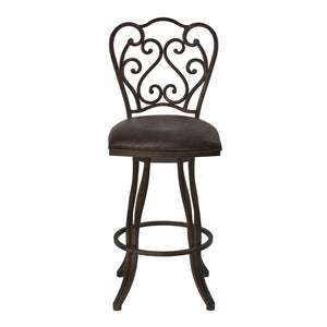 HomeRoots 26" Elegant Espresso Swivel Counter Bar Chair with Vintage Scroll-Back Design for Stylish Comfort 477206