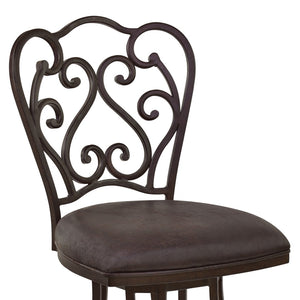 HomeRoots 26" Elegant Espresso Swivel Counter Bar Chair with Vintage Scroll-Back Design for Stylish Comfort 477206
