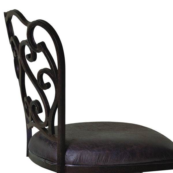 HomeRoots 26" Elegant Espresso Swivel Counter Bar Chair with Vintage Scroll-Back Design for Stylish Comfort 477206