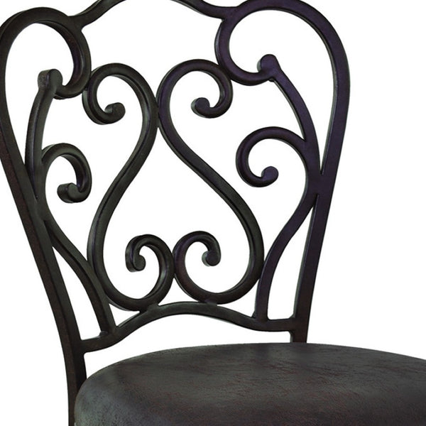 HomeRoots 26" Elegant Espresso Swivel Counter Bar Chair with Vintage Scroll-Back Design for Stylish Comfort 477206